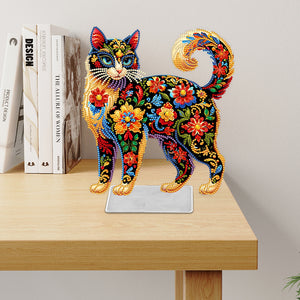 Cat-Single Side Drill- Acrylic Diamond Desktop Ornament