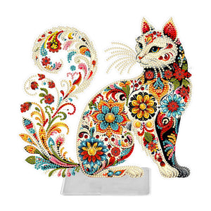 Cat-Single Side Drill- Acrylic Diamond Desktop Ornament