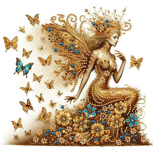 Butterfly Girl-Partial Special Diamond Painting-30x30cm