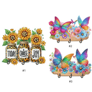 Flower Cat-Diamond Art Craft Wall Hooks