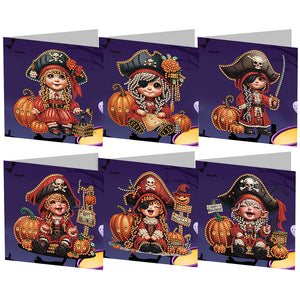 5/6Pcs/Set Halloween-Diamond Greeting Cards