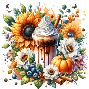 Coffee Flower-Full Round Diamond Painting-40x40cm