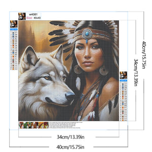 Wolf  Beauty-Full Round Diamond Painting-40x40cm