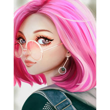 Load image into Gallery viewer, Pink Hair Girl-Full Round Diamond Painting-30x40cm
