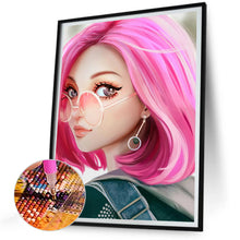 Load image into Gallery viewer, Pink Hair Girl-Full Round Diamond Painting-30x40cm
