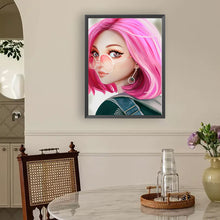 Load image into Gallery viewer, Pink Hair Girl-Full Round Diamond Painting-30x40cm
