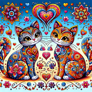 Mandala Pattern Cat-Full Round Diamond Painting-30x30cm