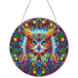 Cat Owl-Single Side Drill-Acrylic Diamond Pendant