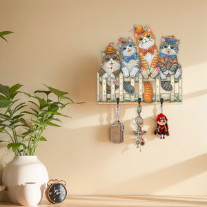 Flower Cat-Diamond Art Craft Wall Hooks