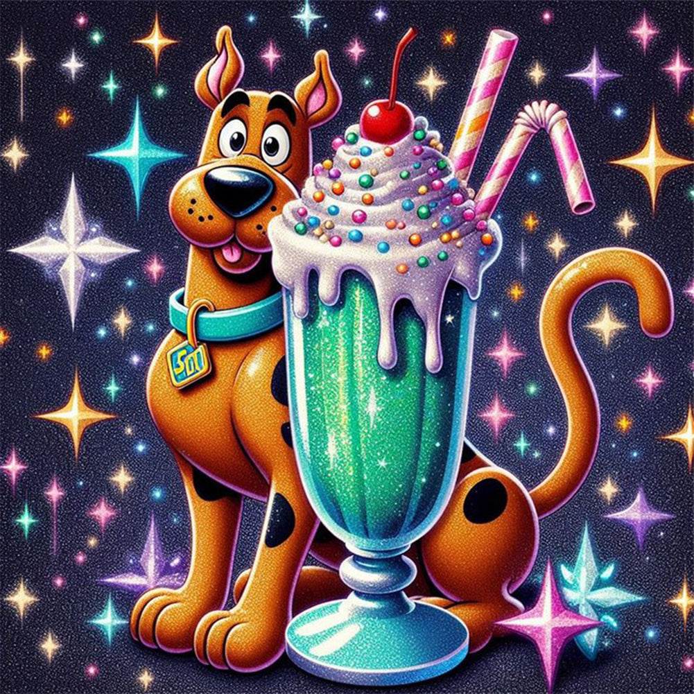 Scooby-Doo and Ice Cream-Full Round Diamond Painting-30x30cm