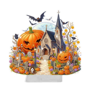 Halloween Pumpkin-Single Side Drill- Acrylic Diamond Desktop Ornament