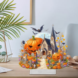 Halloween Pumpkin-Single Side Drill- Acrylic Diamond Desktop Ornament