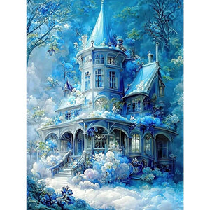 Blue Castle-Full Square Diamond Painting-30x40cm