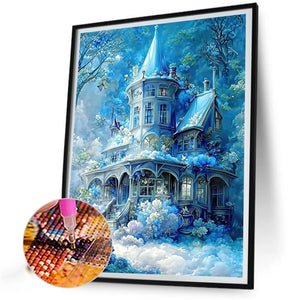 Blue Castle-Full Square Diamond Painting-30x40cm