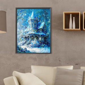 Blue Castle-Full Square Diamond Painting-30x40cm