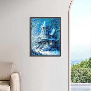 Blue Castle-Full Square Diamond Painting-30x40cm