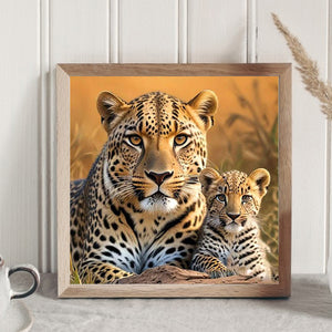 Prairie Lions-Full Round Diamond Painting-30x30cm