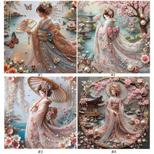 Load image into Gallery viewer, Kimono Beauty Holding Fan-Full Round Diamond Painting-40x40cm
