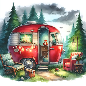 Campervan-Full Round Diamond Painting-30x30cm