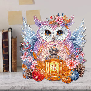 Christmas Owl-Single Side Drill-Shaking Head Acrylic Diamond Desktop Ornament