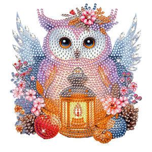 Christmas Owl-Single Side Drill-Shaking Head Acrylic Diamond Desktop Ornament