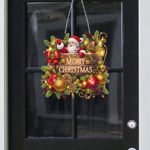 Christmas-Wooden Single Side Diamond Pendant