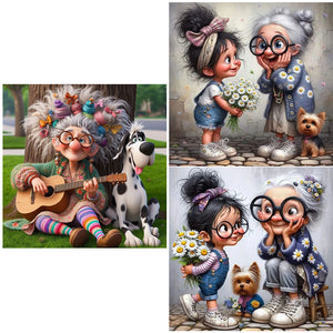 Funny Grandma-Full Round Diamond Painting-40x40cm