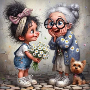 Funny Grandma-Full Round Diamond Painting-40x40cm