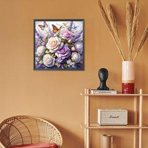 Butterfly Flower Clusters-Full Round Diamond Painting-30x30cm