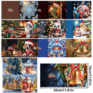 12Pcs/Set Christmas-Diamond Greeting Cards