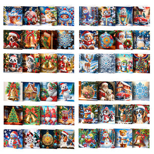 12Pcs/Set Christmas-Diamond Greeting Cards