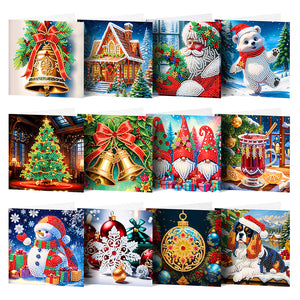 12Pcs/Set Christmas-Diamond Greeting Cards