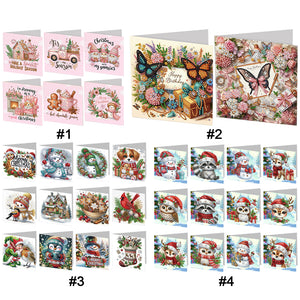 2/6/12Pcs/Set Christmas-Diamond Greeting Cards