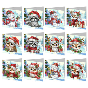 2/6/12Pcs/Set Christmas-Diamond Greeting Cards