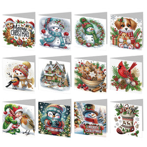 2/6/12Pcs/Set Christmas-Diamond Greeting Cards