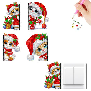 4Pcs/Set Christmas-DIY Diamond Wall Switch Sticker