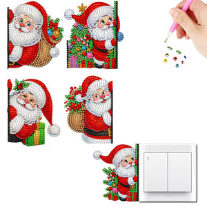 4Pcs/Set Christmas-DIY Diamond Wall Switch Sticker