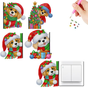 4Pcs/Set Christmas-DIY Diamond Wall Switch Sticker