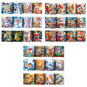 12Pcs/Set Christmas-Diamond Greeting Cards