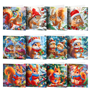 12Pcs/Set Christmas-Diamond Greeting Cards