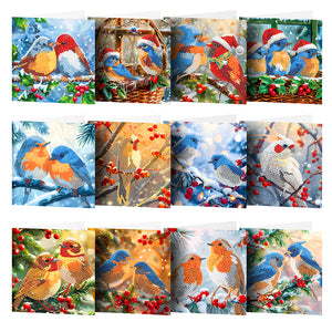 12Pcs/Set Christmas-Diamond Greeting Cards