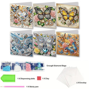 6Pcs/Set Christmas-Diamond Greeting Cards