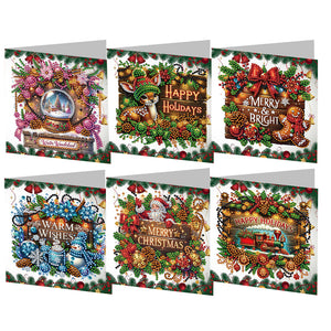 6Pcs/Set Christmas-Diamond Greeting Cards