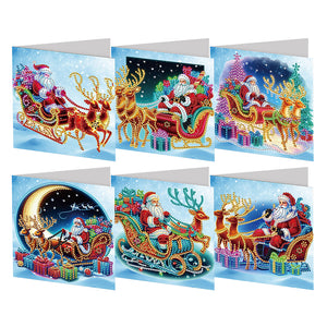 6Pcs/Set Christmas-Diamond Greeting Cards