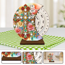 Load image into Gallery viewer, Flower-DIY Diamond Unique Wooden Rotating Calendar Ornament
