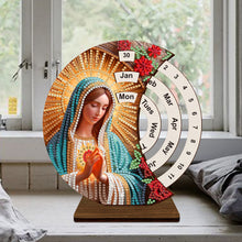 Load image into Gallery viewer, Flower-DIY Diamond Unique Wooden Rotating Calendar Ornament
