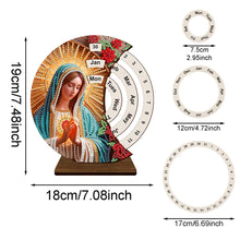 Load image into Gallery viewer, Flower-DIY Diamond Unique Wooden Rotating Calendar Ornament
