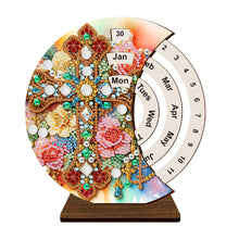 Load image into Gallery viewer, Flower-DIY Diamond Unique Wooden Rotating Calendar Ornament
