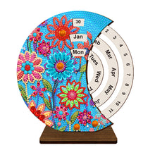 Load image into Gallery viewer, Flower-DIY Diamond Unique Wooden Rotating Calendar Ornament
