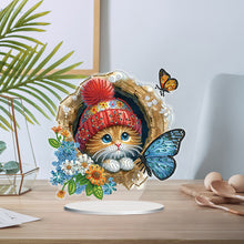 Load image into Gallery viewer, Flower Cat-Single Side Drill-Acrylic Diamond Desktop Ornament
